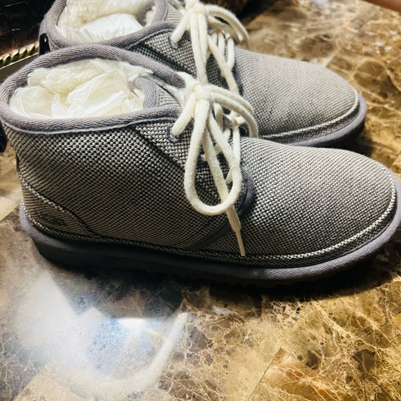 UGG Gray Ankle Boots with Cream Laces - Picture 2 of 6